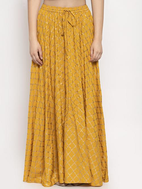 gold printed flared skirt - 17228583 - Standard Image - 0