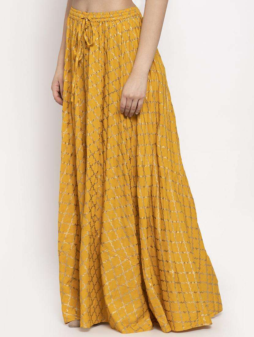 gold printed flared skirt - 17228583 -  Standard Image - 2