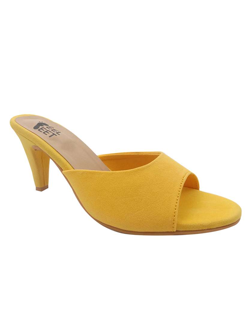 yellow slip on sandals