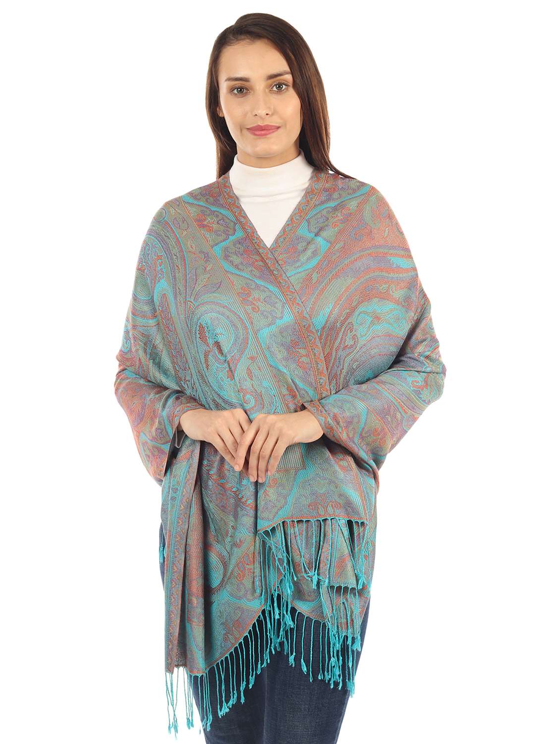 blue silk blend stole