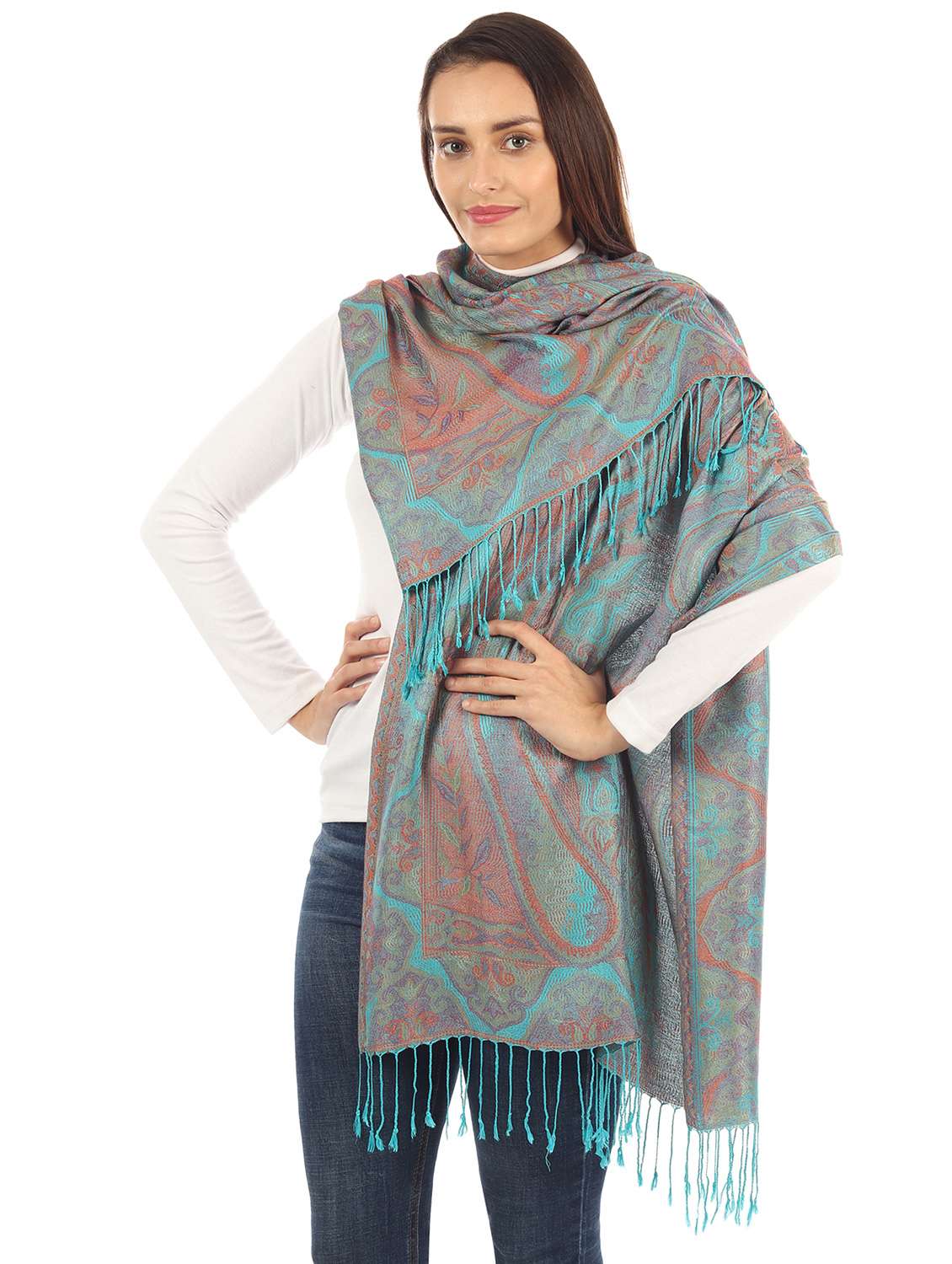 blue silk blend stole - 17229365 -  Standard Image - 2