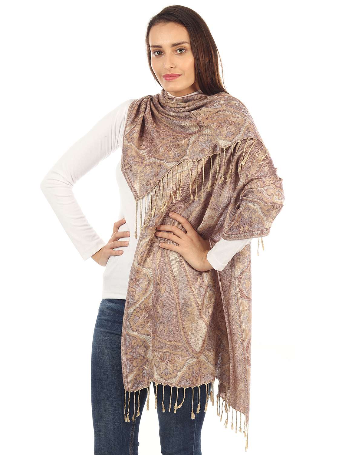 brown silk blend stole - 17229366 -  Standard Image - 2