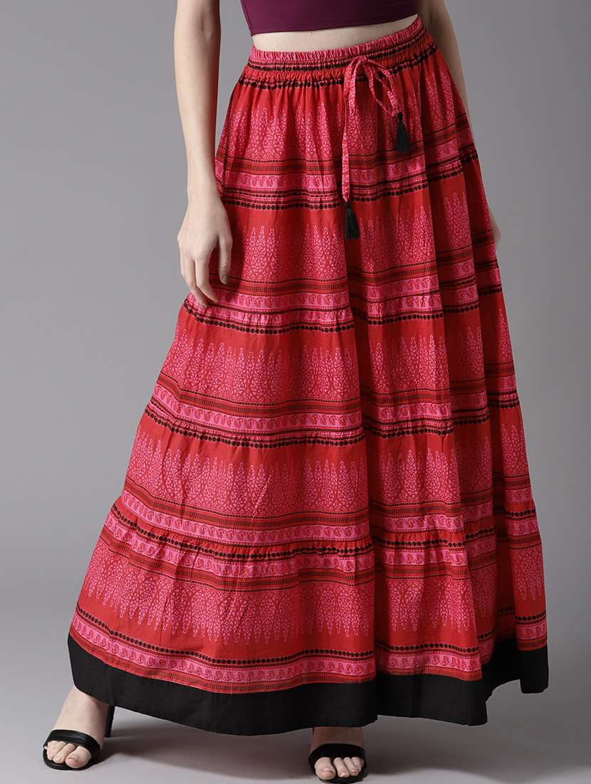 striped flared skirt