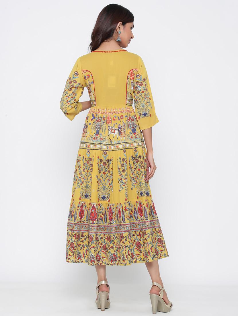 floral print flared ethnic dress - 17229947 - Standard Image - 2