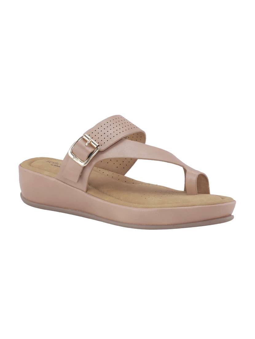 beige one toe sandals
