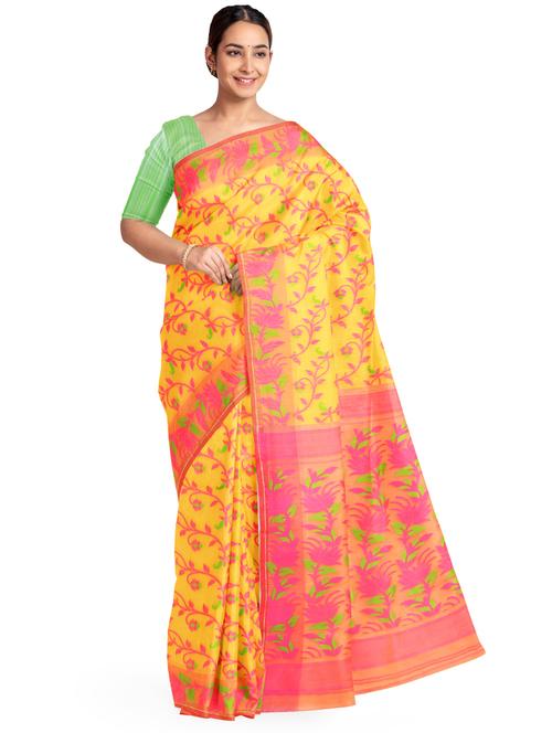 women's printed yellow colored saree - 17230554 -  Standard Image - 0