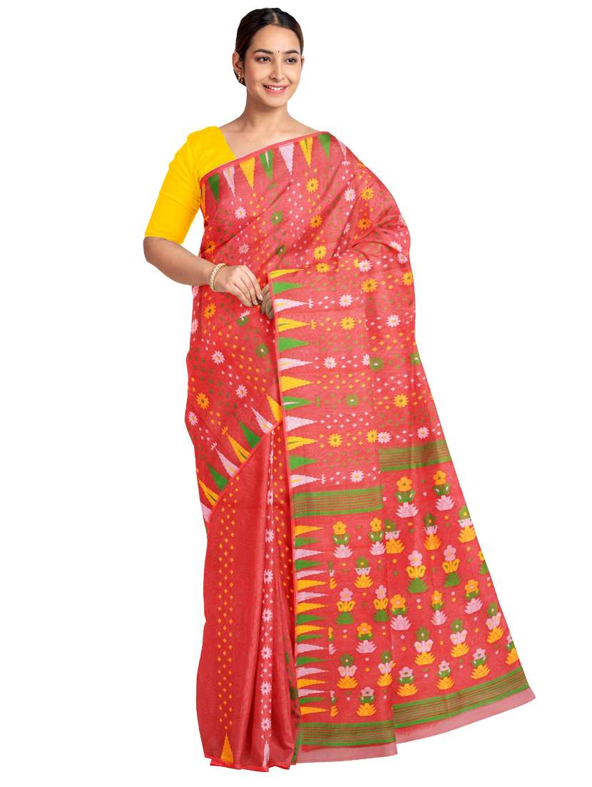women's printed red colored saree