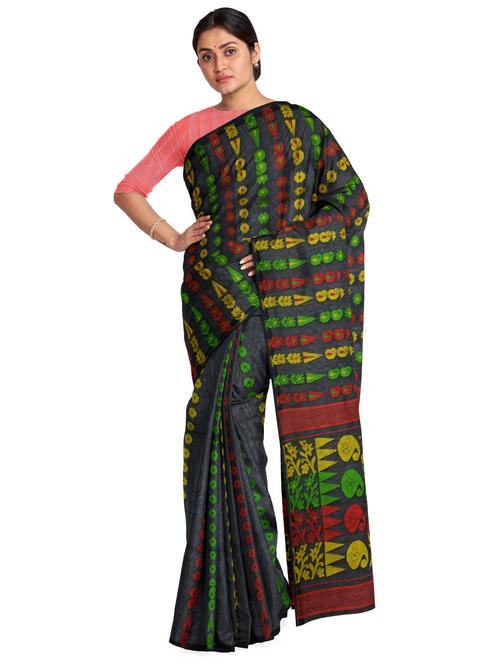 women's self design black colored saree - 17230992 -  Standard Image - 0