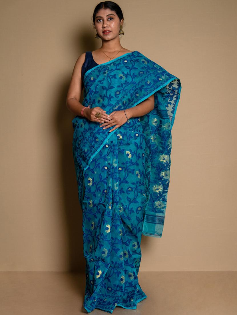 women's printed blue colored saree - 17231240 - Zoom Image - 0