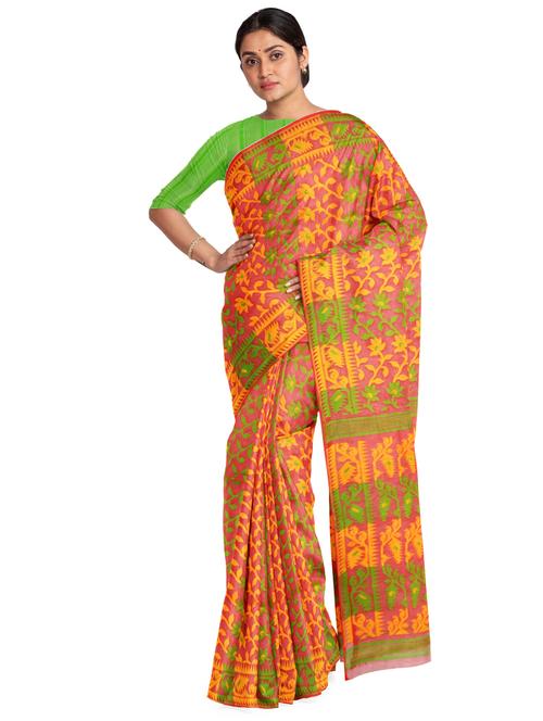 women's printed orange colored saree - 17231346 -  Standard Image - 0