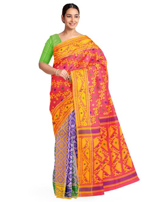 women's ikat pink colored saree - 17231381 -  Standard Image - 0
