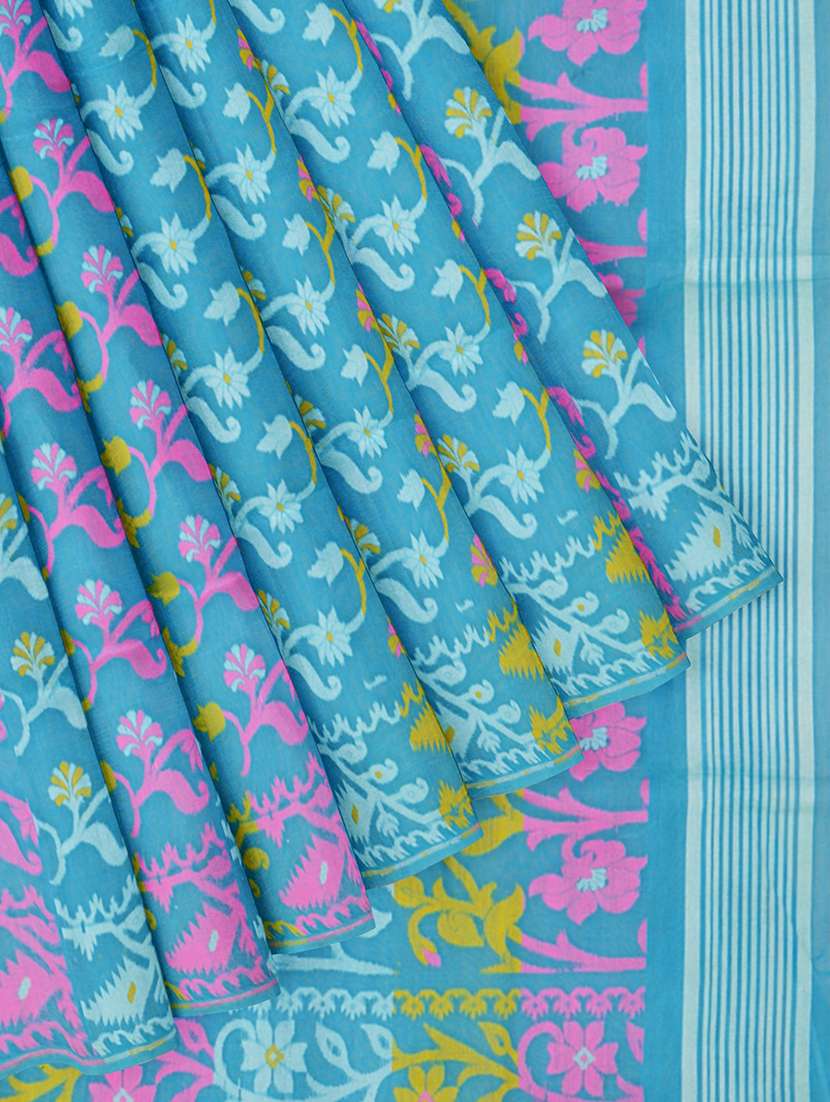 women's floral blue colored saree - 17231404 - Standard Image - 2