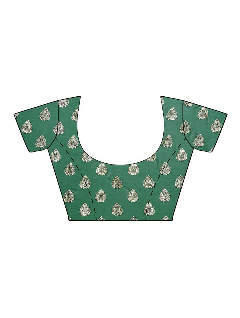 women's foil print green colored saree with blouse - 17232022 -  Standard Image - 2