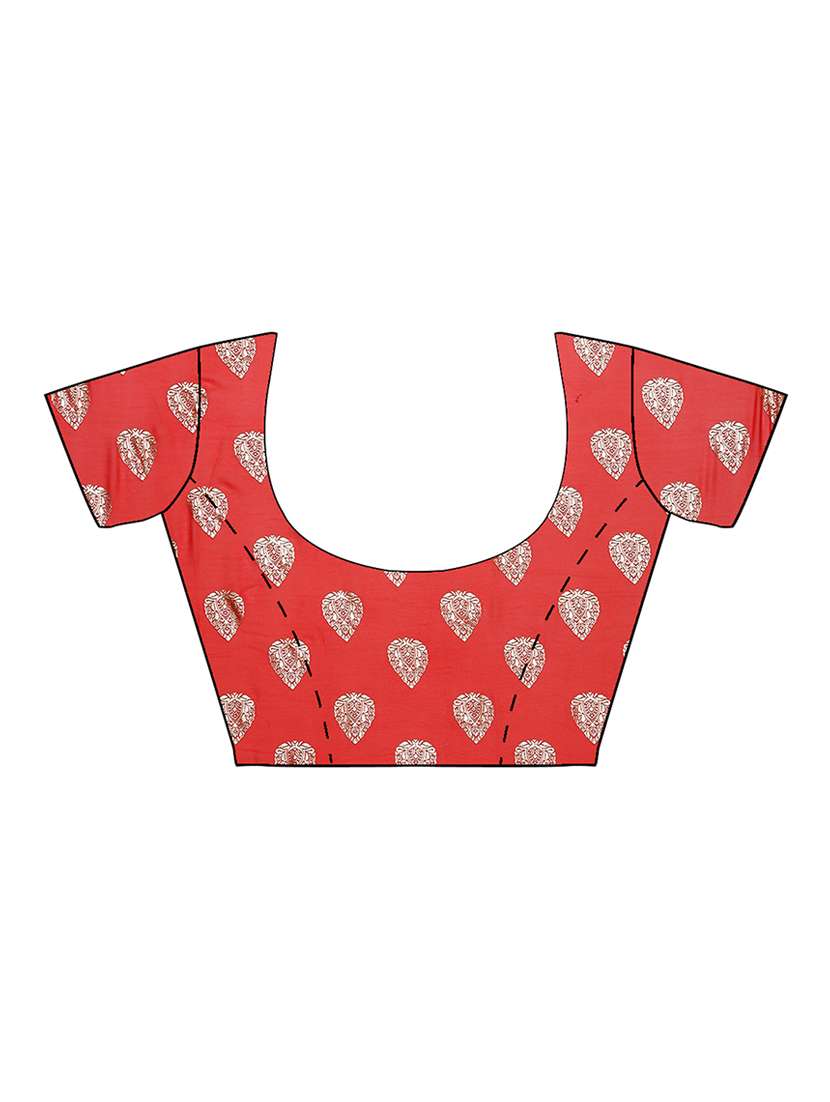 women's foil print red colored saree with blouse - 17232030 -  Standard Image - 2