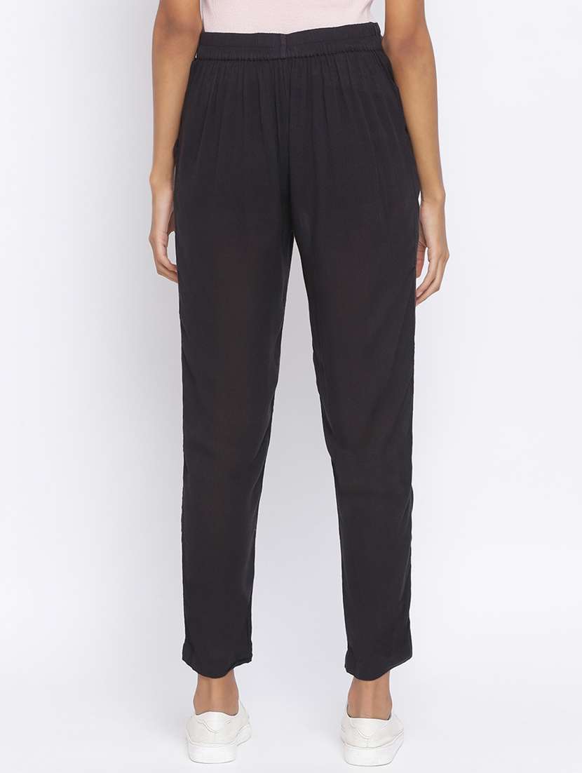 women solid black cigarette pant - 17233027 -  Standard Image - 2