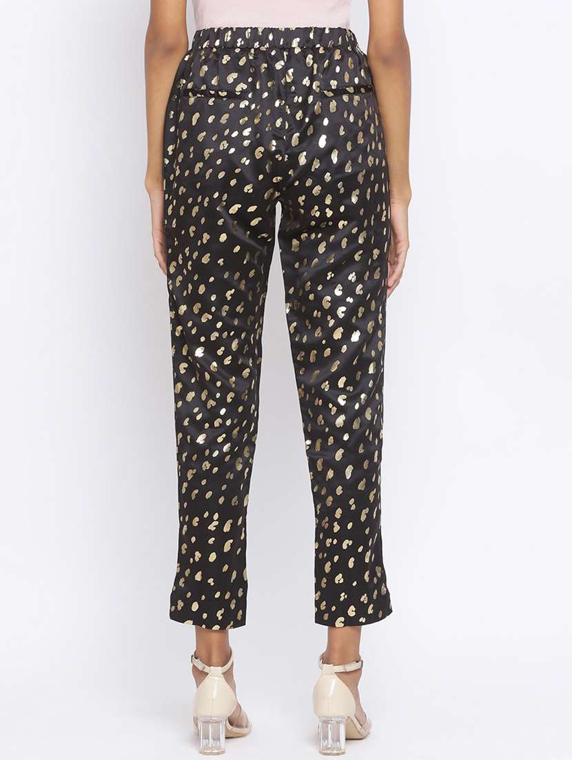 women black printed pleated trouser - 17233029 - Standard Image - 2