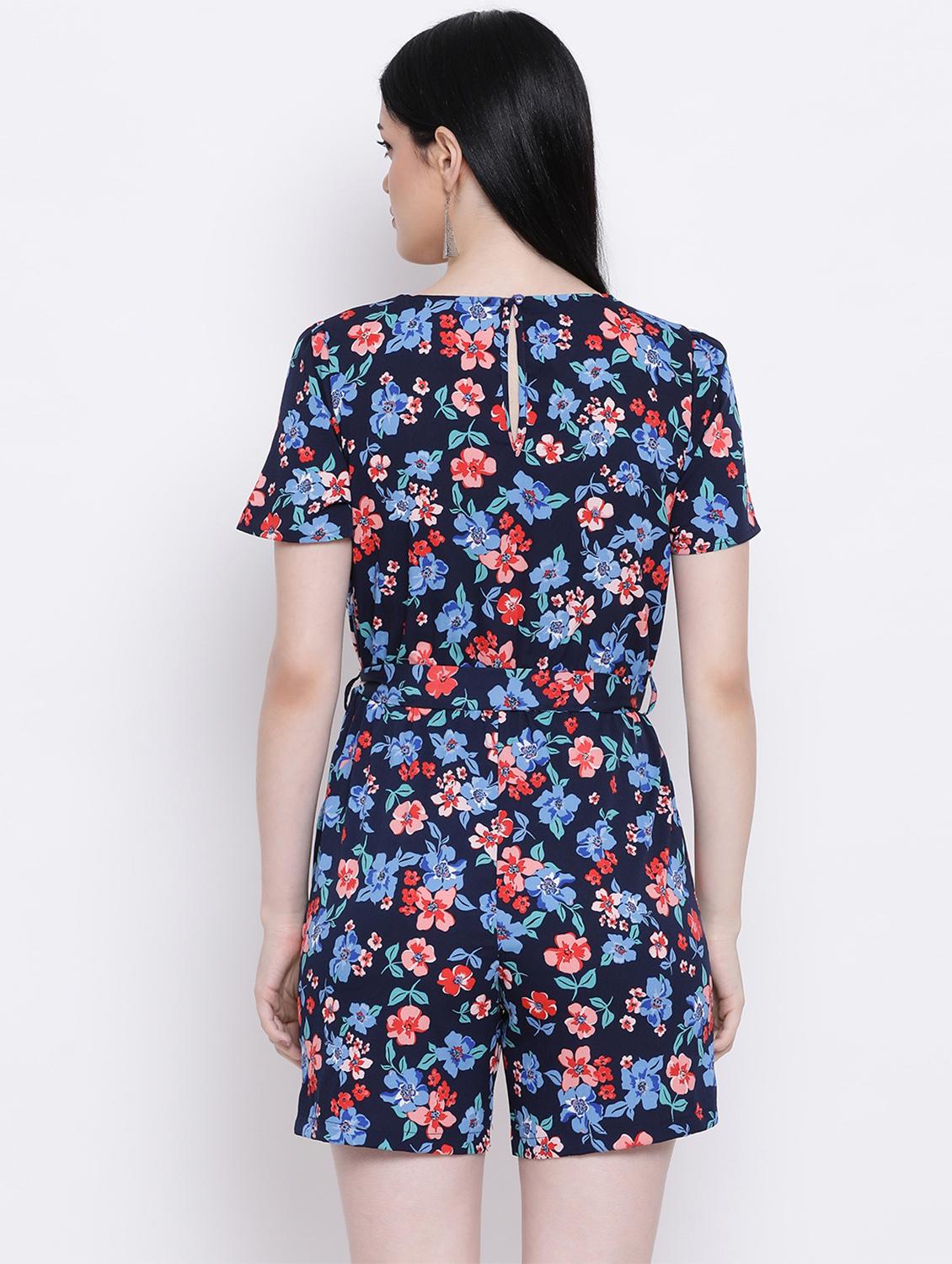 tie front floral romper - 17233112 - Standard Image - 2