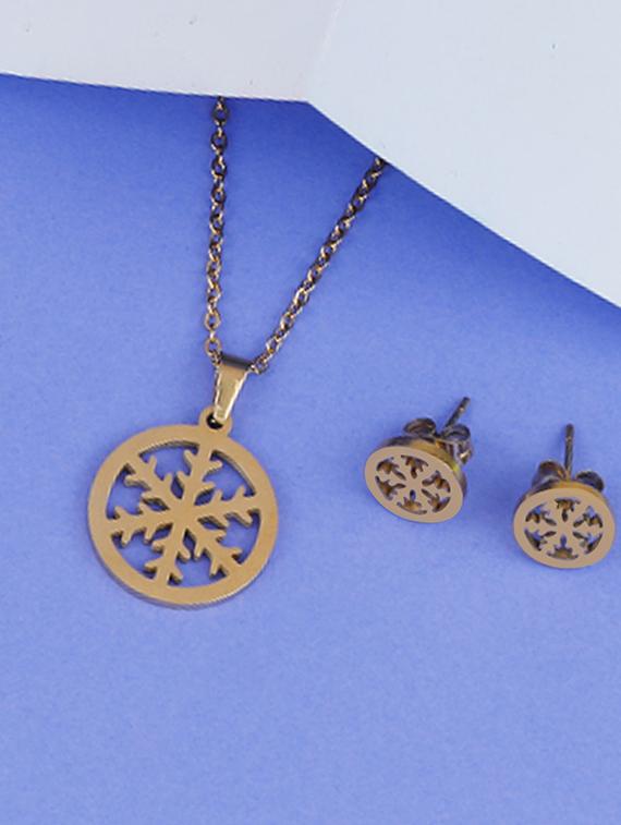 gold metal pendants and earring - 17233213 - Standard Image - 2