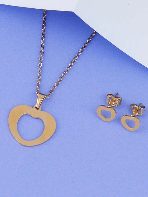 gold metal pendants and earring - 17233215 - Standard Image - 2