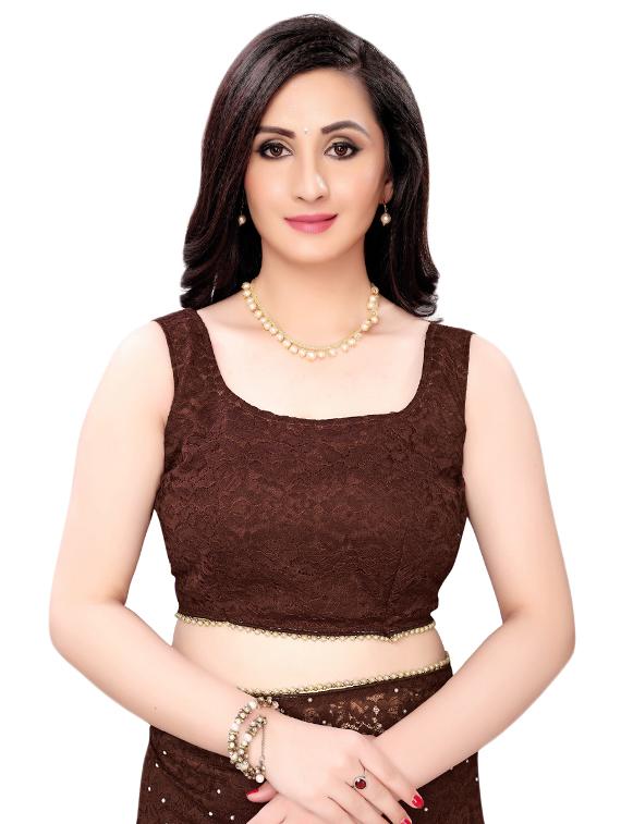 solid plain saree with blouse - 17235861 - Standard Image - 2