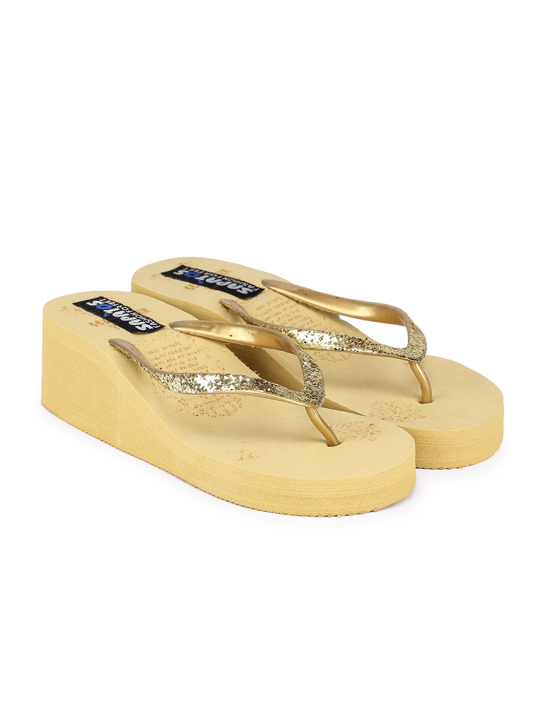 gold wedges flip flop - 17238413 - Standard Image - 2