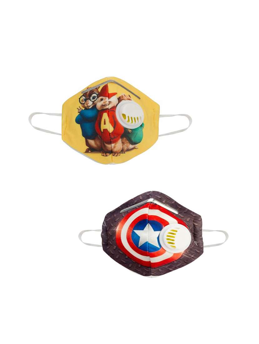 multi colored cotton anti-pollution mask (pack of 2)