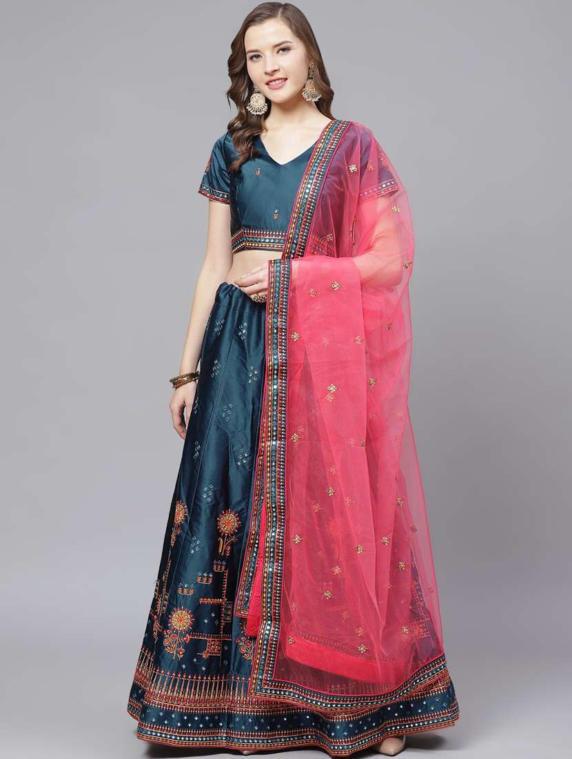embroidered flared unstitched lehenga