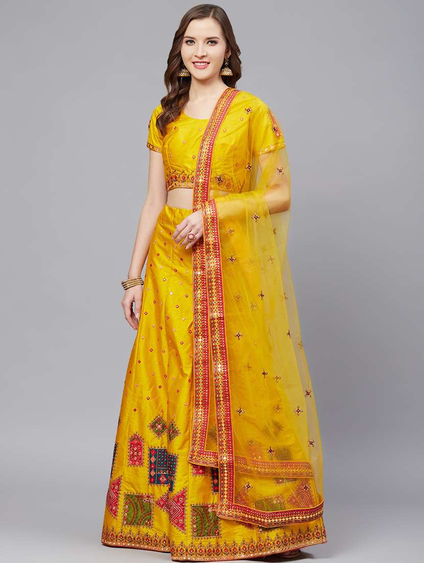 embroidered flared unstitched lehenga