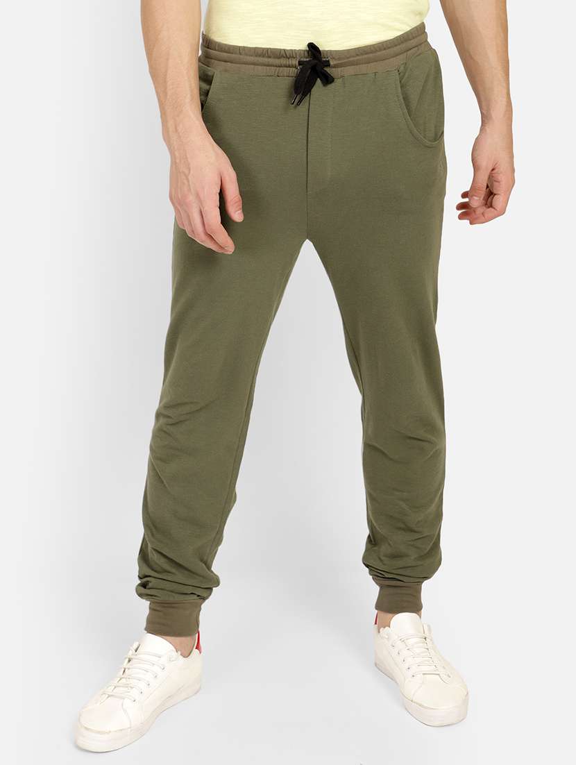 olive green solid jogger