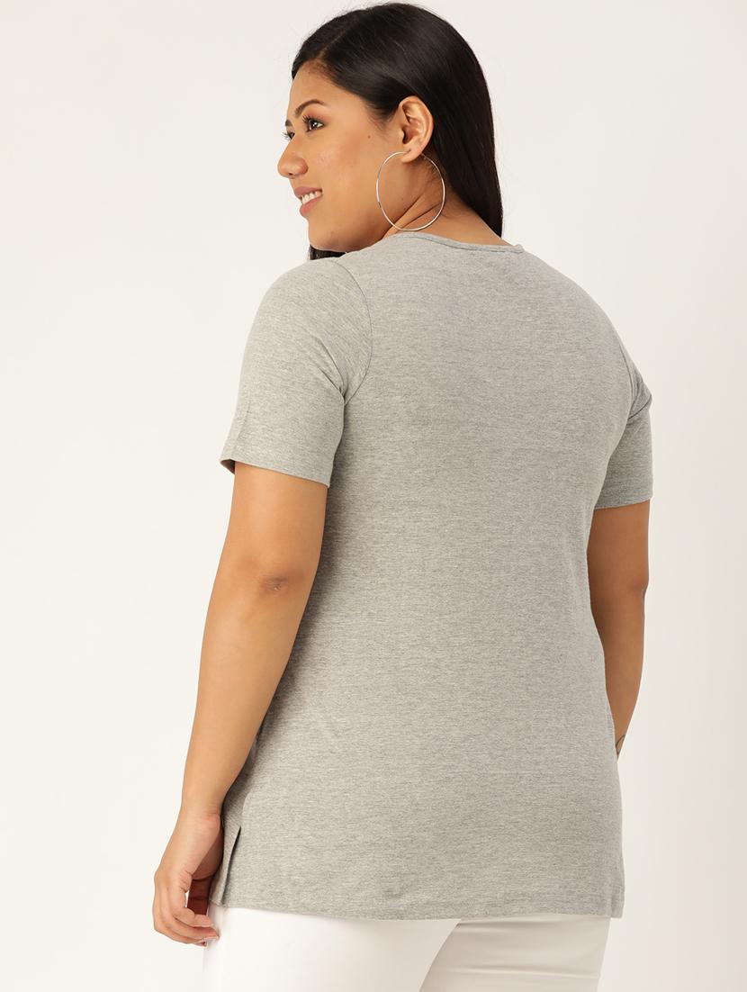 women's plain round neck t-shirt - 17244176 - Standard Image - 2