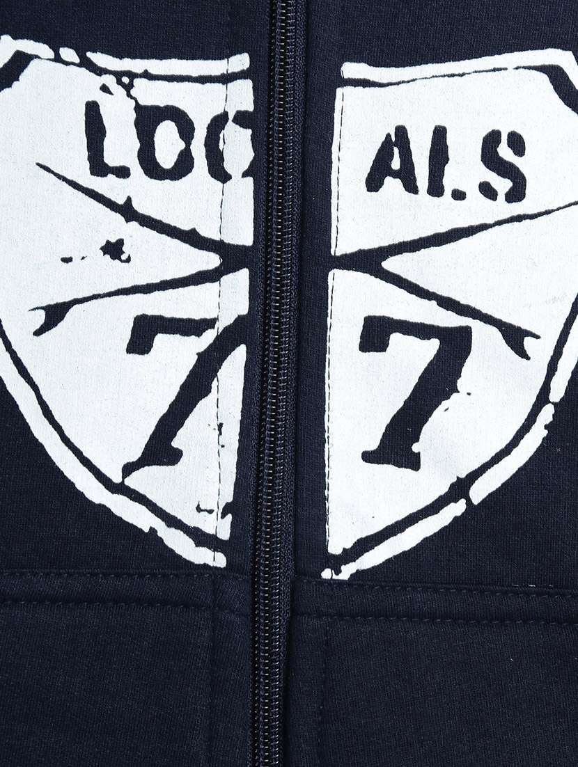 chest print hood neck sweatshirt - 17244364 -  Standard Image - 2