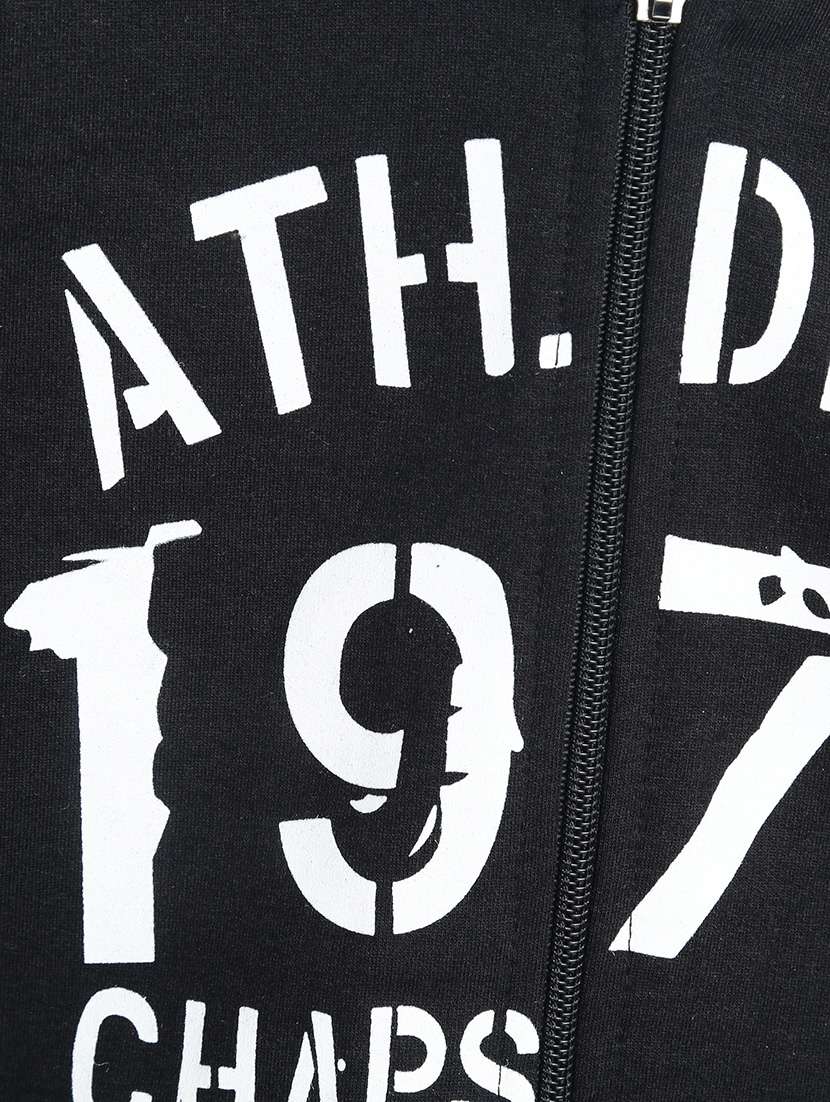 chest print hood neck sweatshirt - 17244371 -  Standard Image - 2