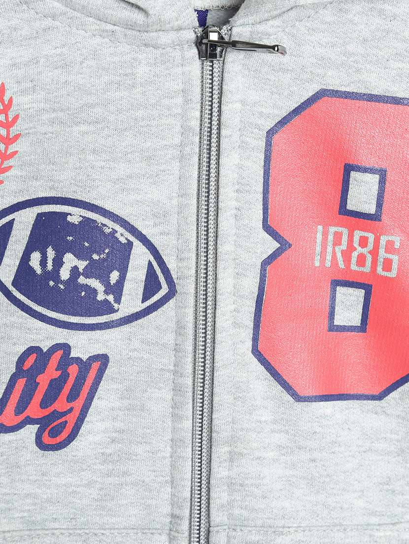 chest print hood neck sweatshirt - 17244376 -  Standard Image - 2