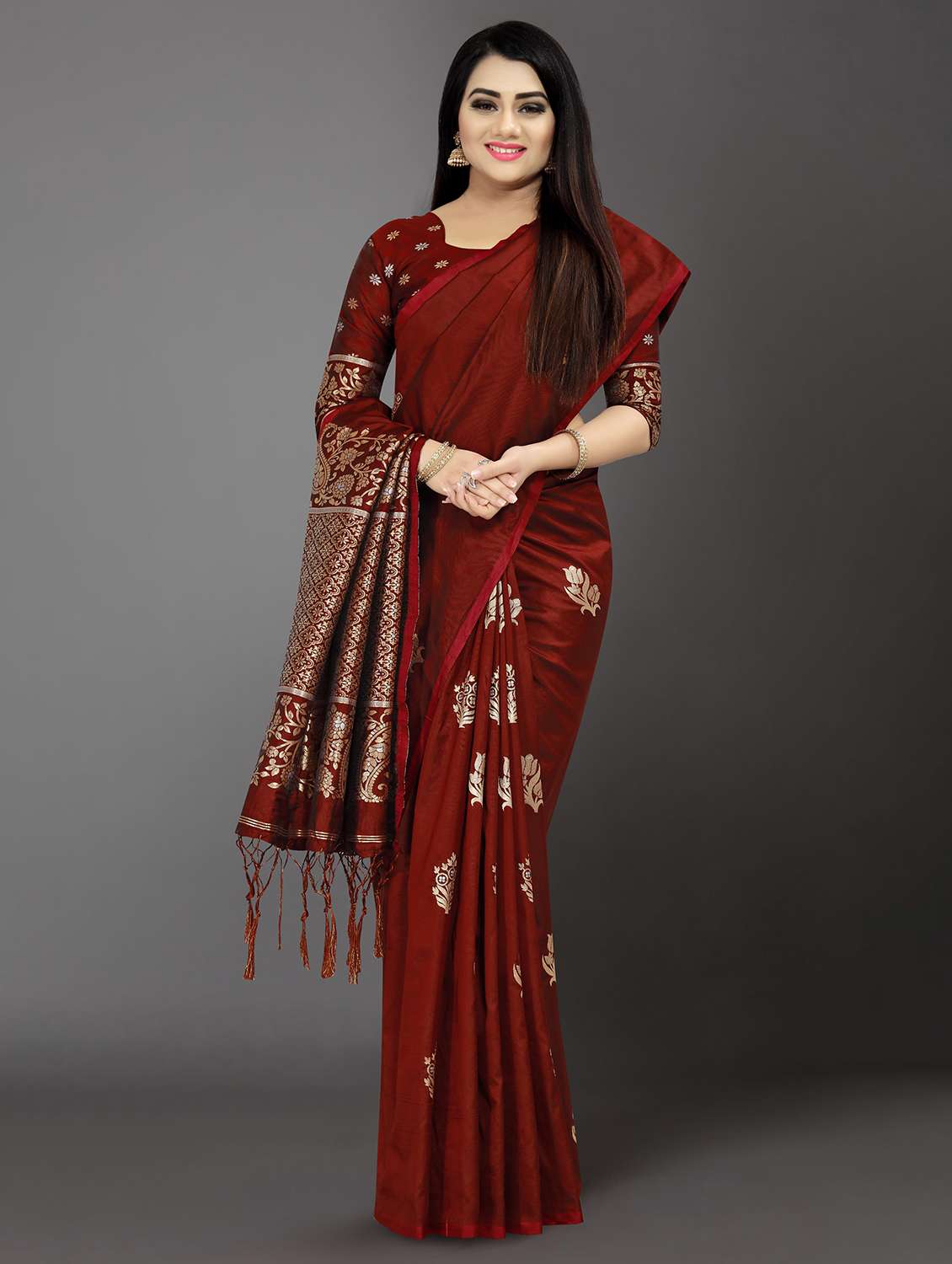 self design banarasi saree with blouse