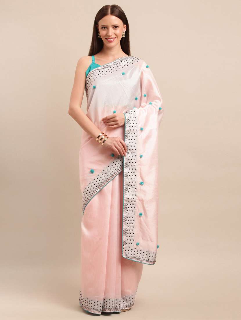 solid banarasi saree with blouse