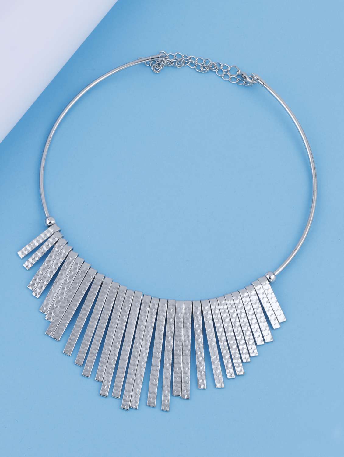 silver metal choker necklace