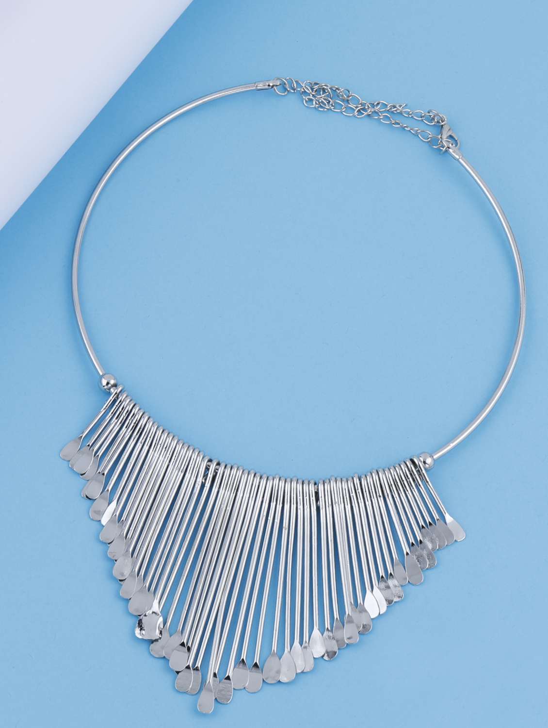 silver metal choker necklace