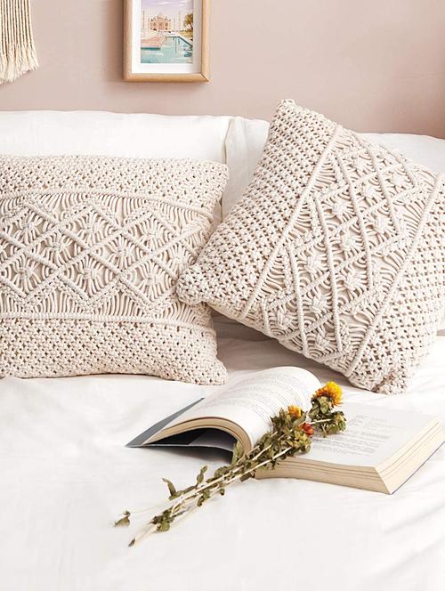 cotton macrame cushion cover (set of 1) - 17246424 - Standard Image - 0