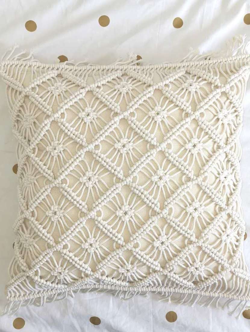  cotton macrame cushion cover (set of 1)