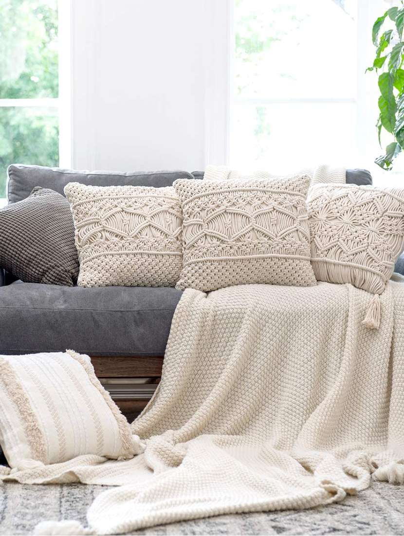 cotton macrame cushion cover (set of 1) - 17246435 - Zoom Image - 0