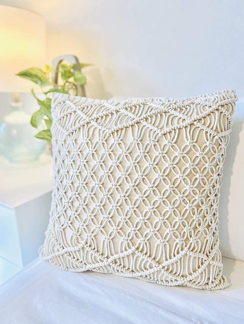 cotton macrame cushion cover (set of 1) - 17246437 - Standard Image - 0