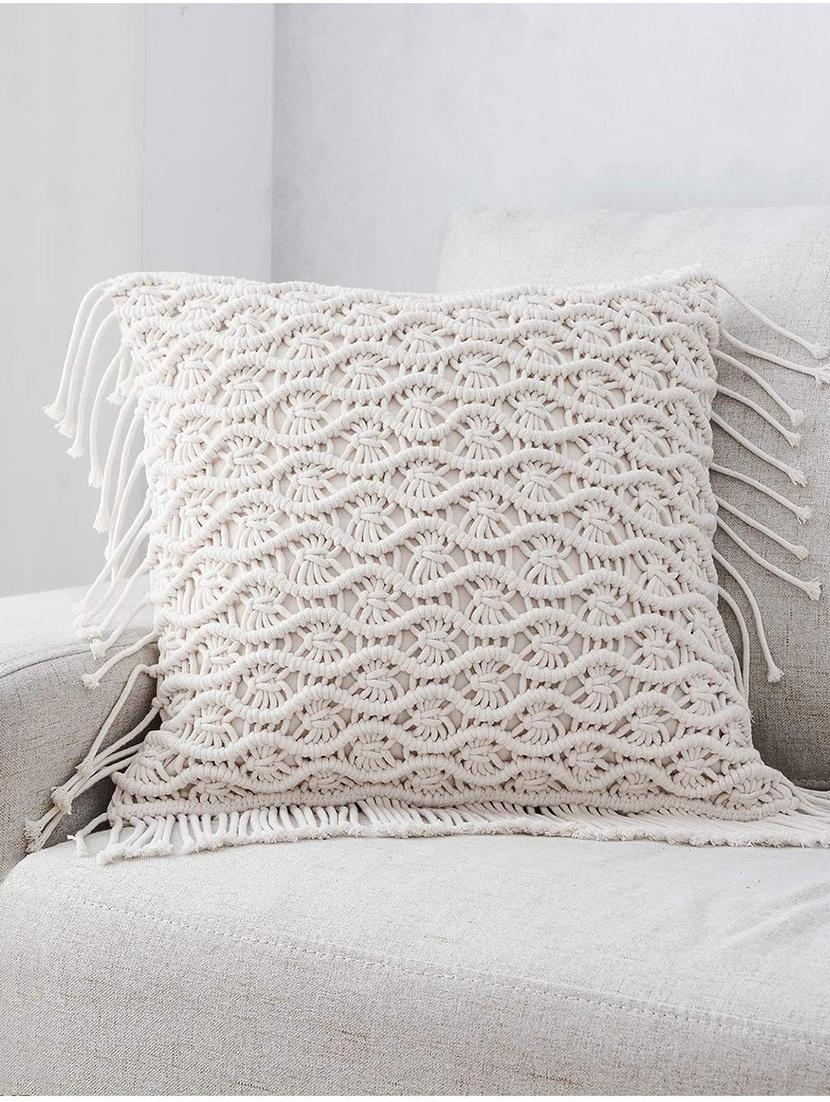 cotton macrame cushion cover (set of 2) - 17246444 - Zoom Image - 0