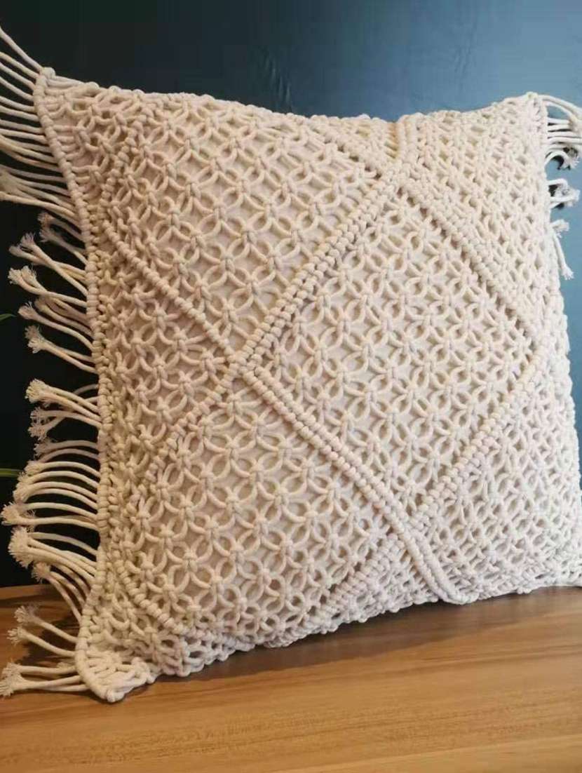 cotton macrame cushion cover (set of 2) - 17246445 - Zoom Image - 0