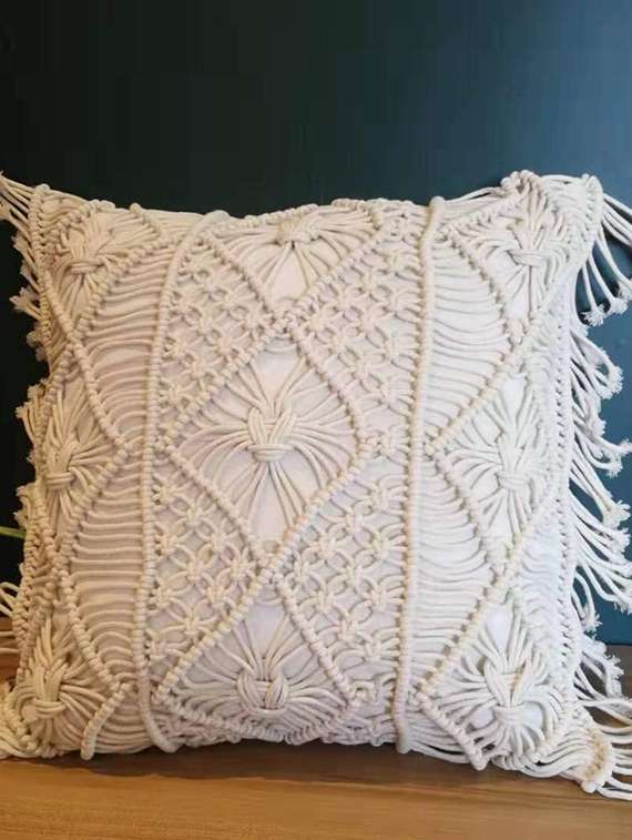cotton macrame cushion cover (set of 2) - 17246453 - Zoom Image - 0