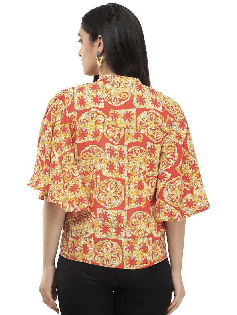 mandarin neck printed top  - 17246561 -  Standard Image - 2