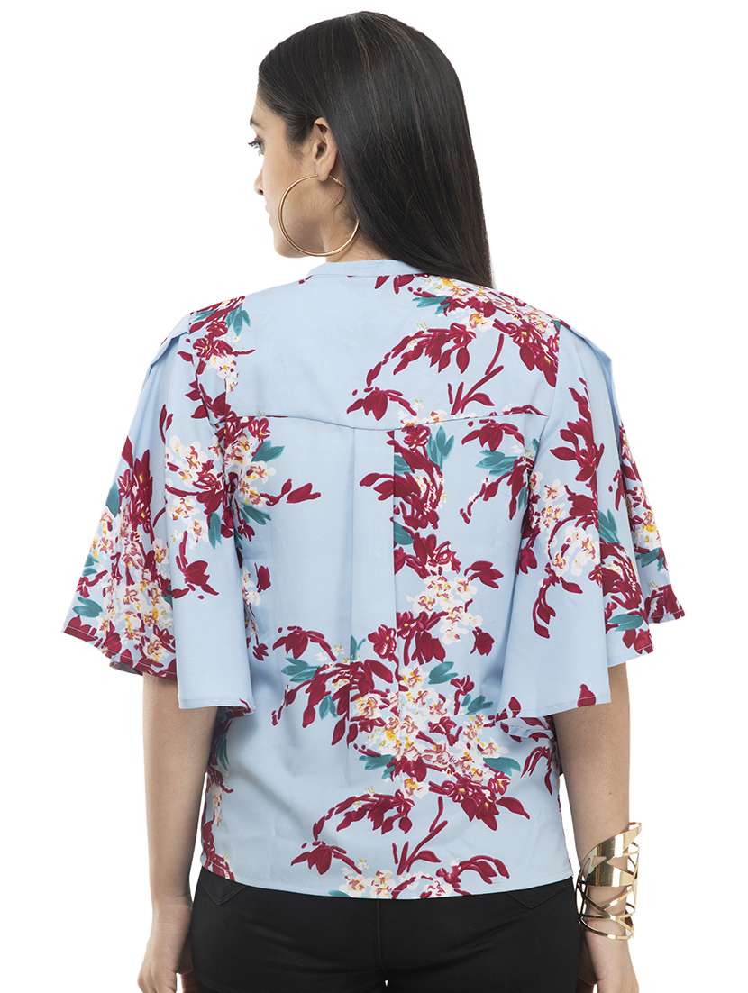 mandarin neck printed top  - 17246563 -  Standard Image - 2