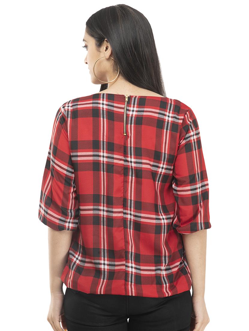 checkered blouson top - 17246566 - Standard Image - 2