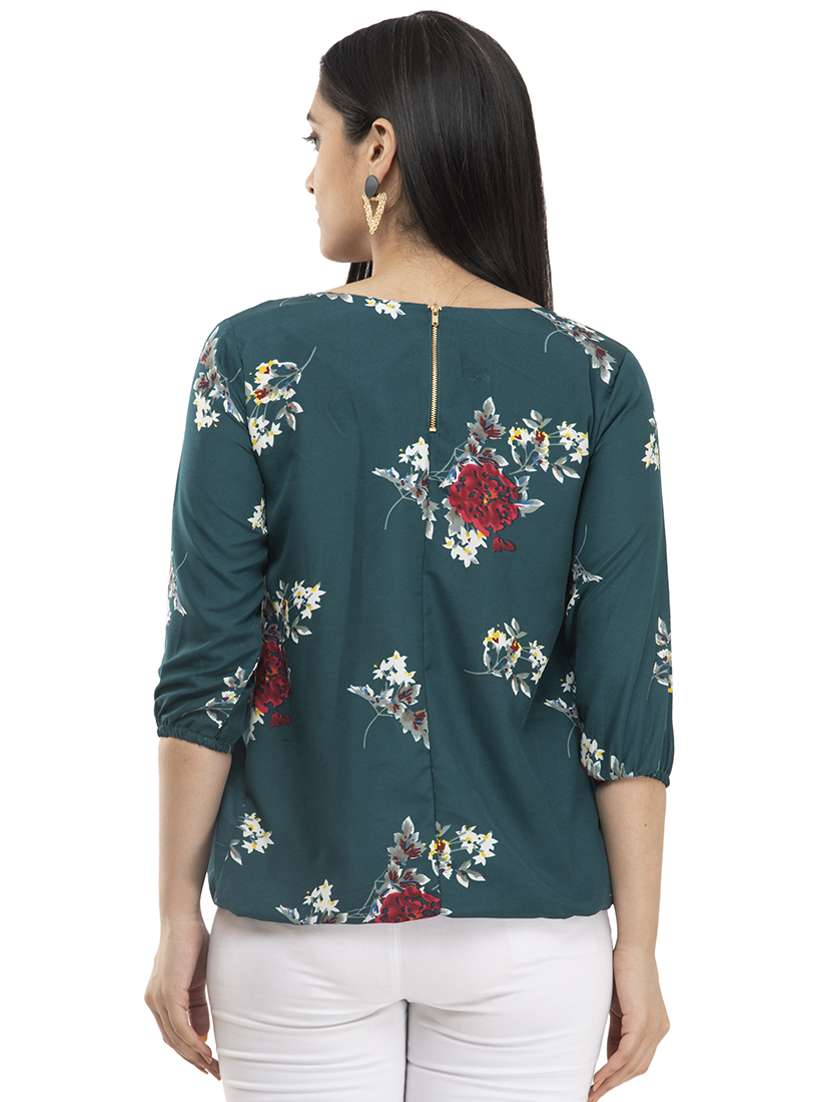 pleated neckline floral top  - 17246570 -  Standard Image - 2