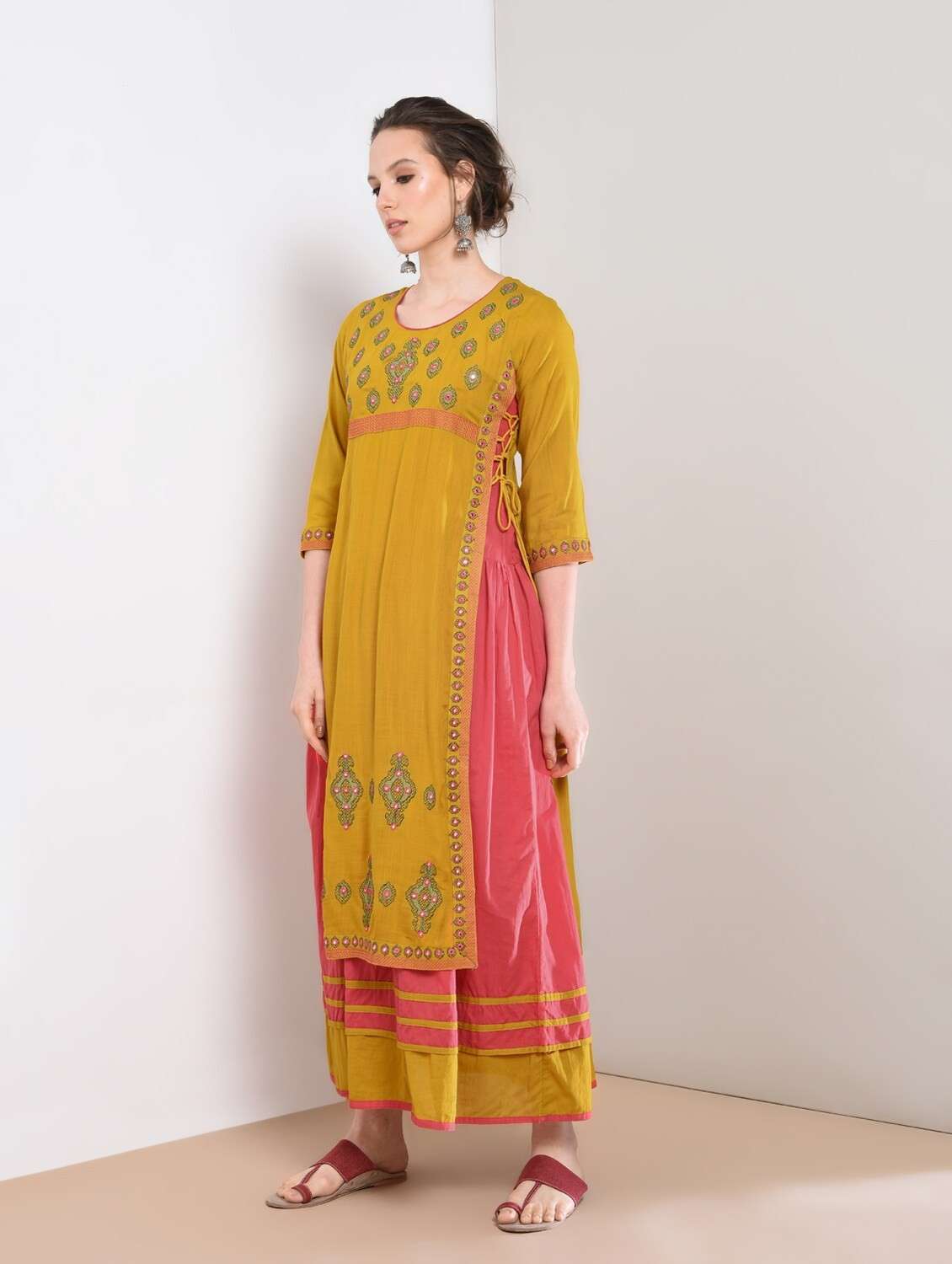 embroidered layered kurta