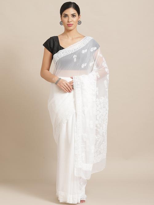 women's embroidered saree with blouse - 17248623 - Standard Image - 0